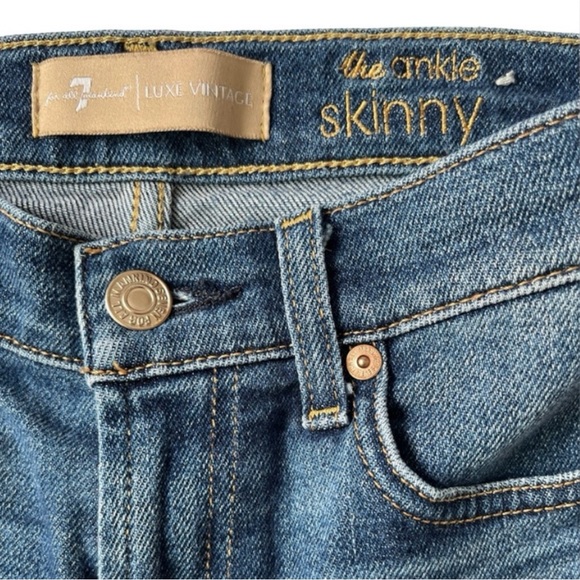 Seven 7 For All Mankind Luxe Vintage The Ankle Skinny Jeans Size 25 - Picture 2 of 9